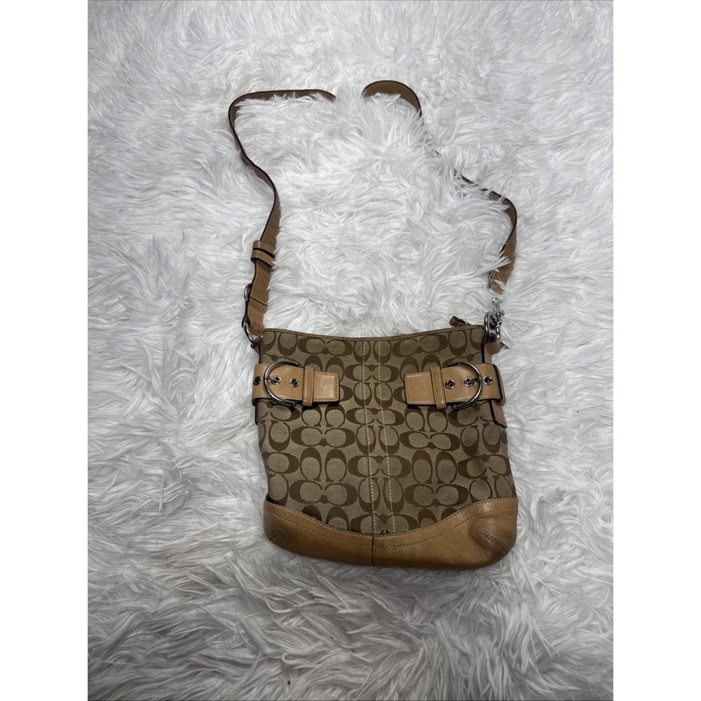 Y2K COACH‎ Purse Monogram "Big C" Brown & Beige 2000's Vintage Shoulder Bag Stud